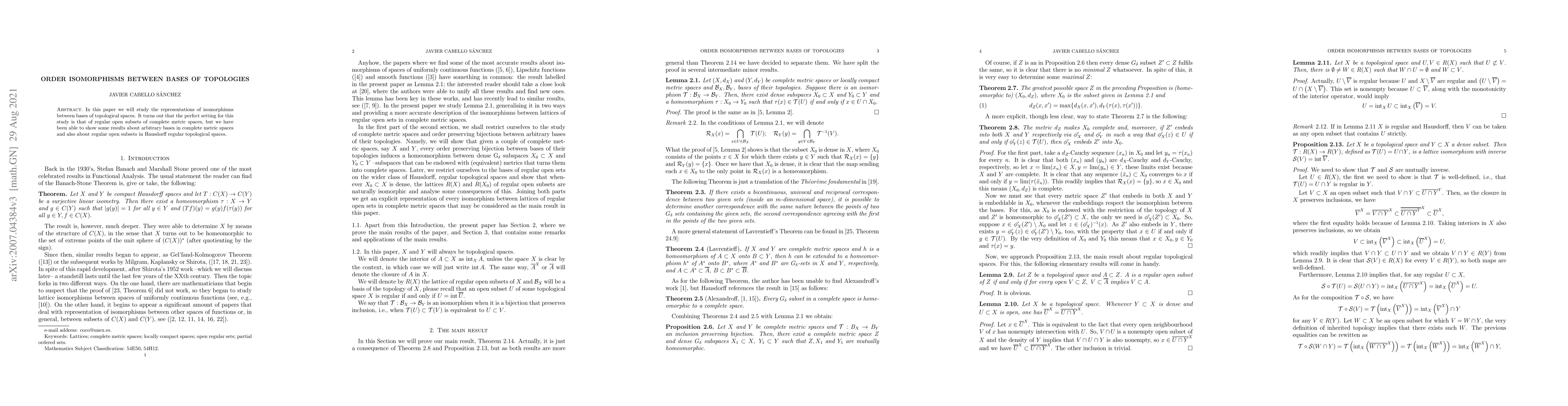 Thumbnail for Order isomorphisms between bases of topologies