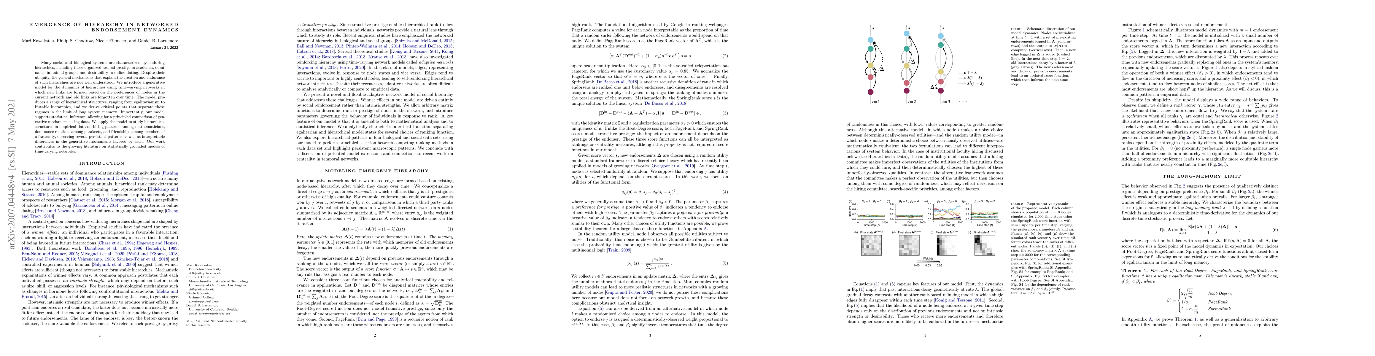 Thumbnail for Emergence of Hierarchy in Networked Endorsement Dynamics