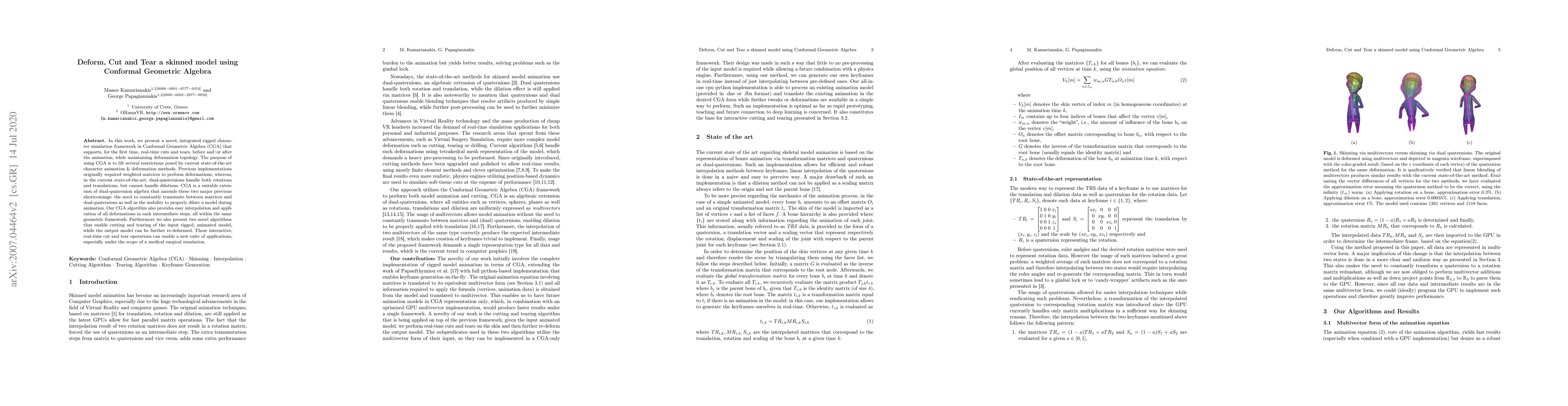 Thumbnail for Deform, Cut and Tear a skinned model using Conformal Geometric Algebra