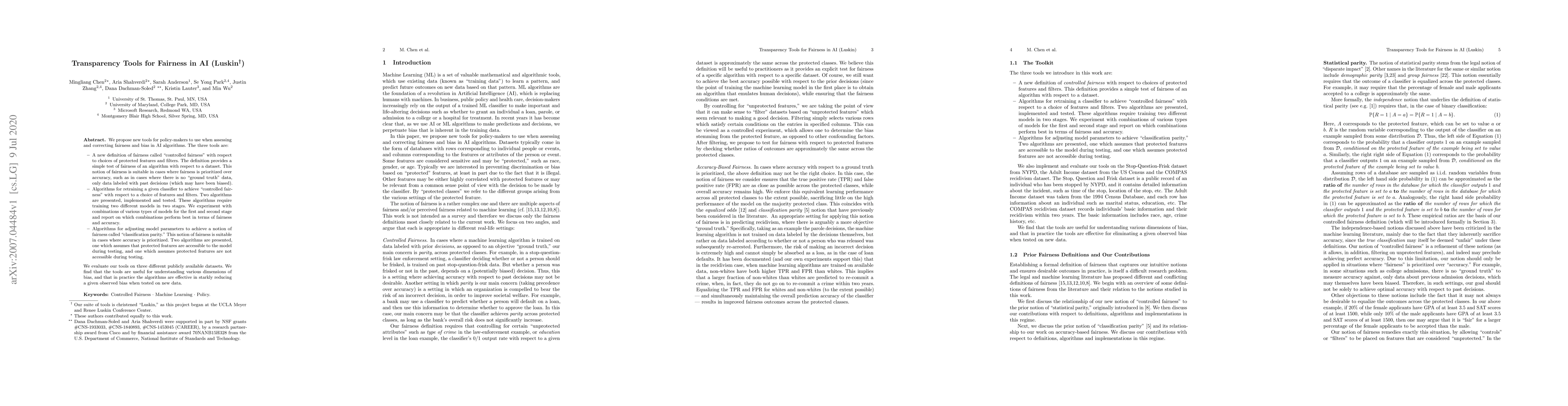 Thumbnail for Transparency Tools for Fairness in AI (Luskin)