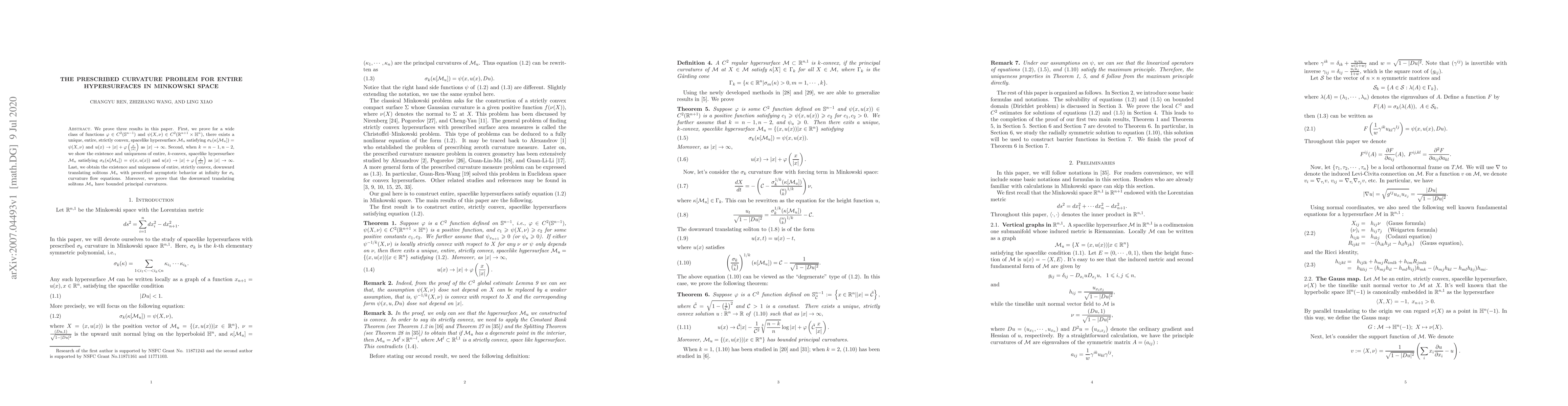 Thumbnail for The prescribed curvature problem for entire hypersurfaces in Minkowski
  space