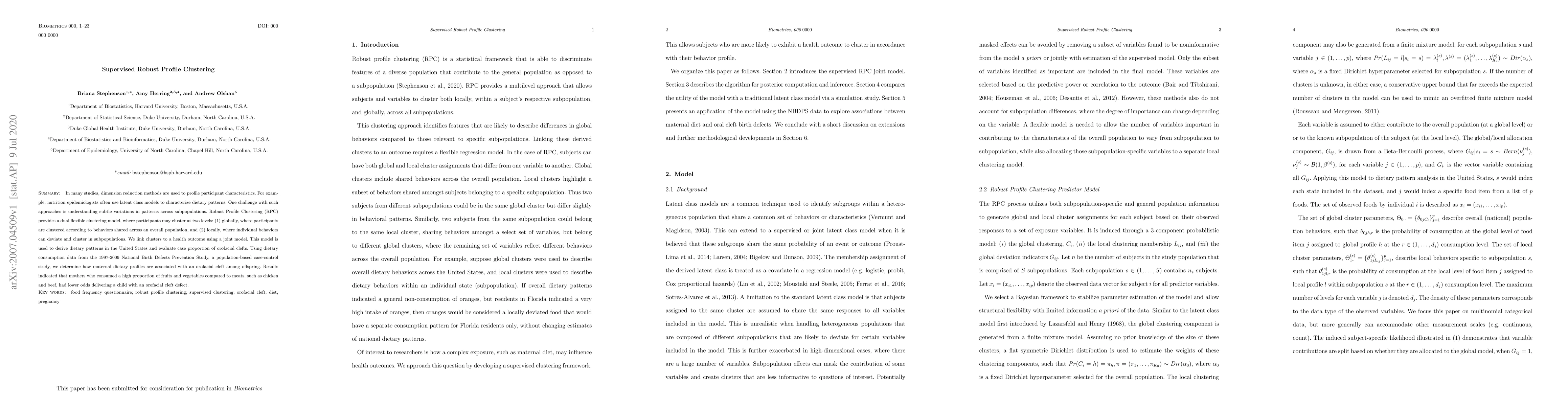Thumbnail for Supervised Robust Profile Clustering