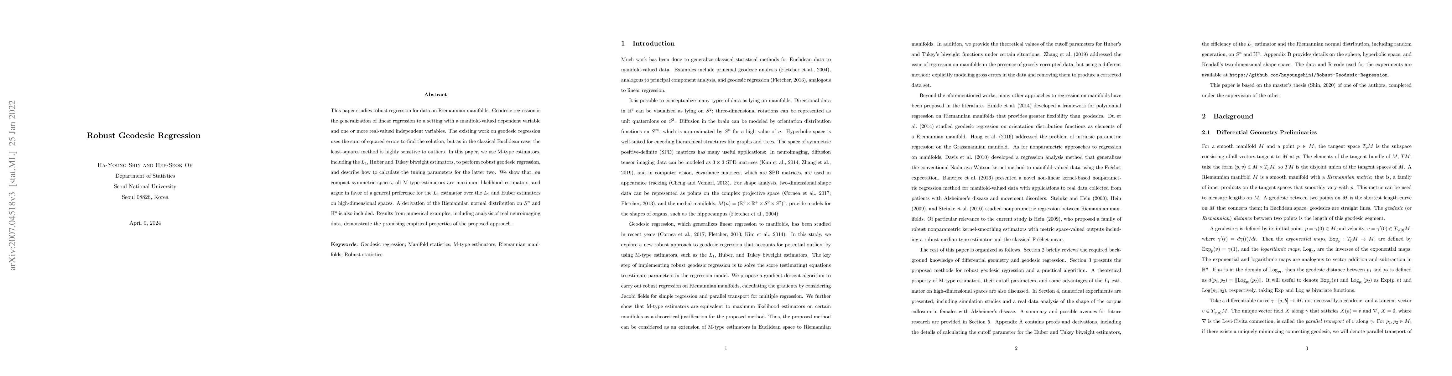 Thumbnail for Robust Geodesic Regression