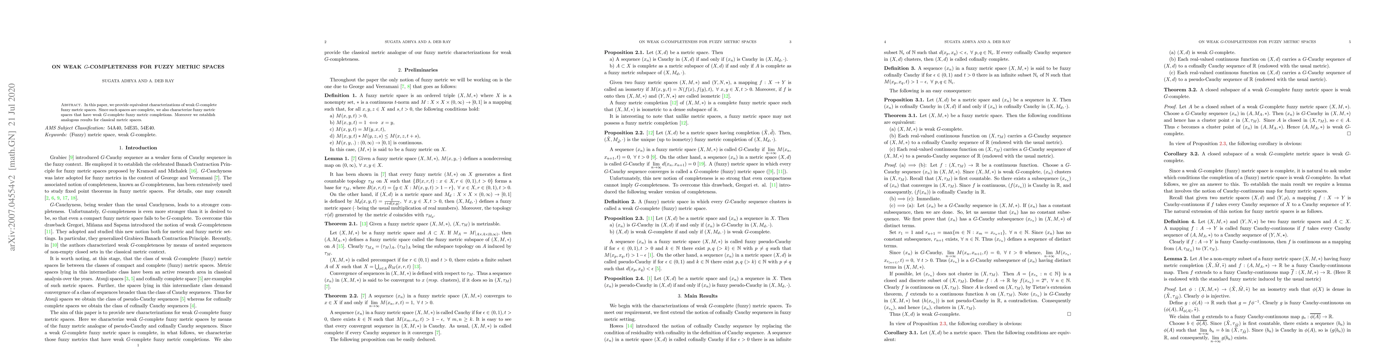 Thumbnail for On Weak $G$-Completeness for Fuzzy Metric Spaces