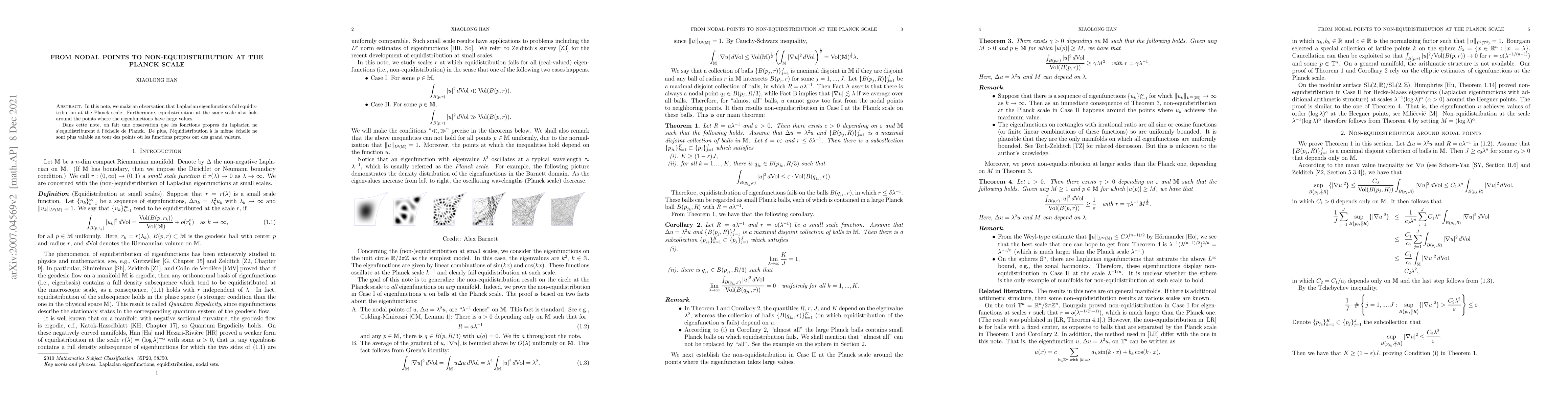 Thumbnail for From nodal points to non-equidistribution at the Planck scale