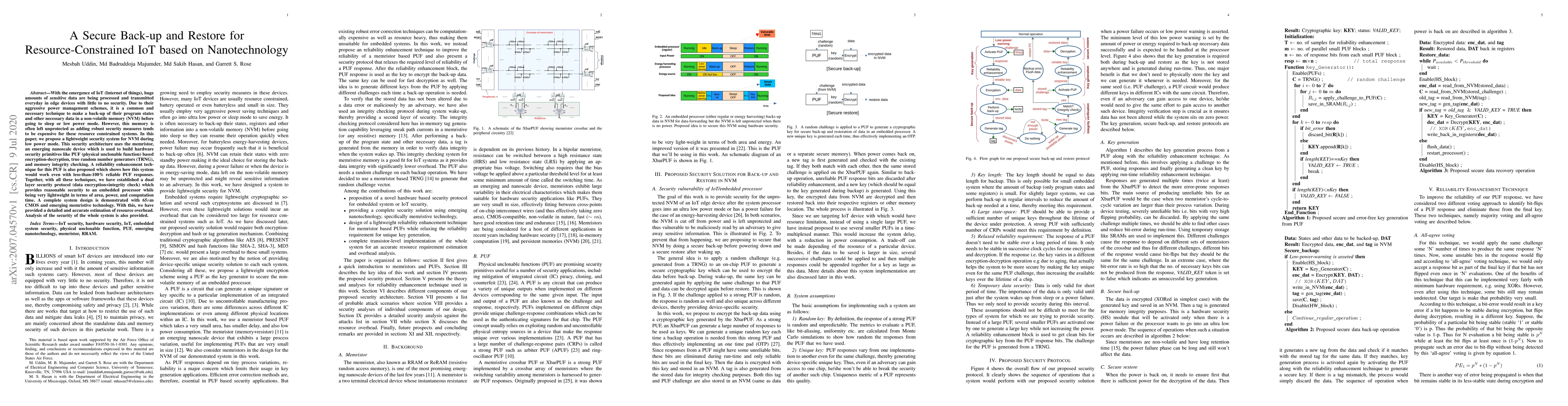 Thumbnail for A Secure Back-up and Restore for Resource-Constrained IoT based on
  Nanotechnology