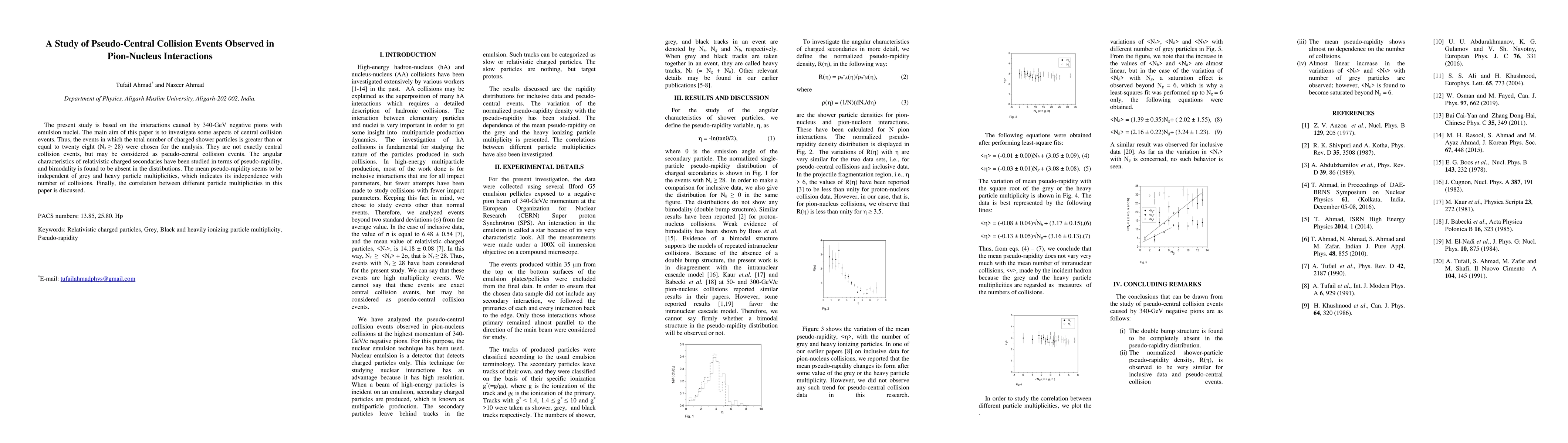 Thumbnail for A Study of Pseudo-Central Collision Events Observed in Pion-Nucleus
  Interactions