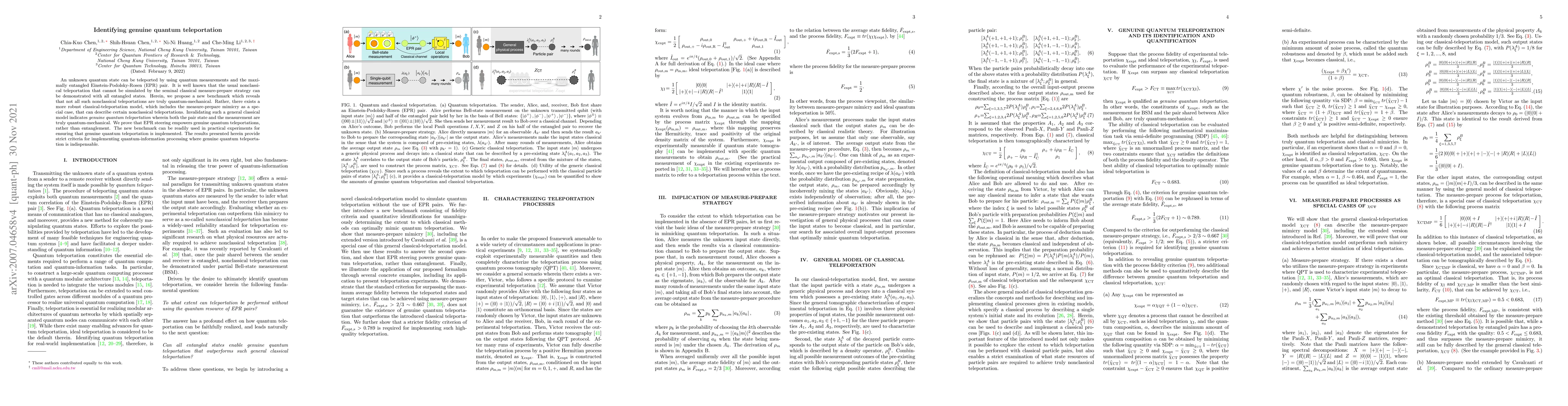 Thumbnail for Identifying genuine quantum teleportation