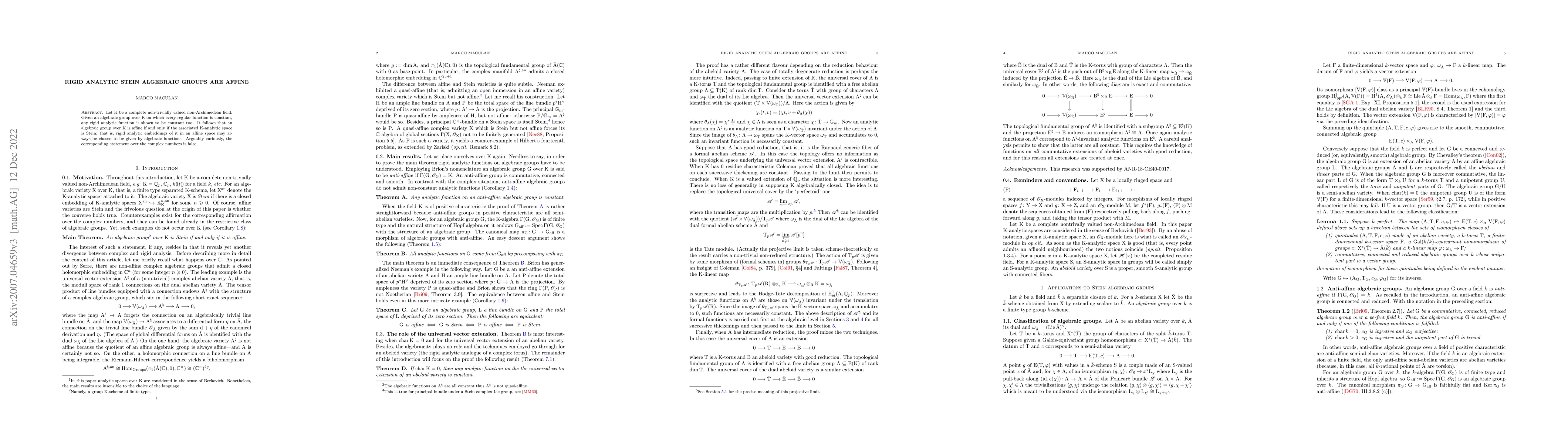 Thumbnail for Rigid analytic Stein algebraic groups are affine