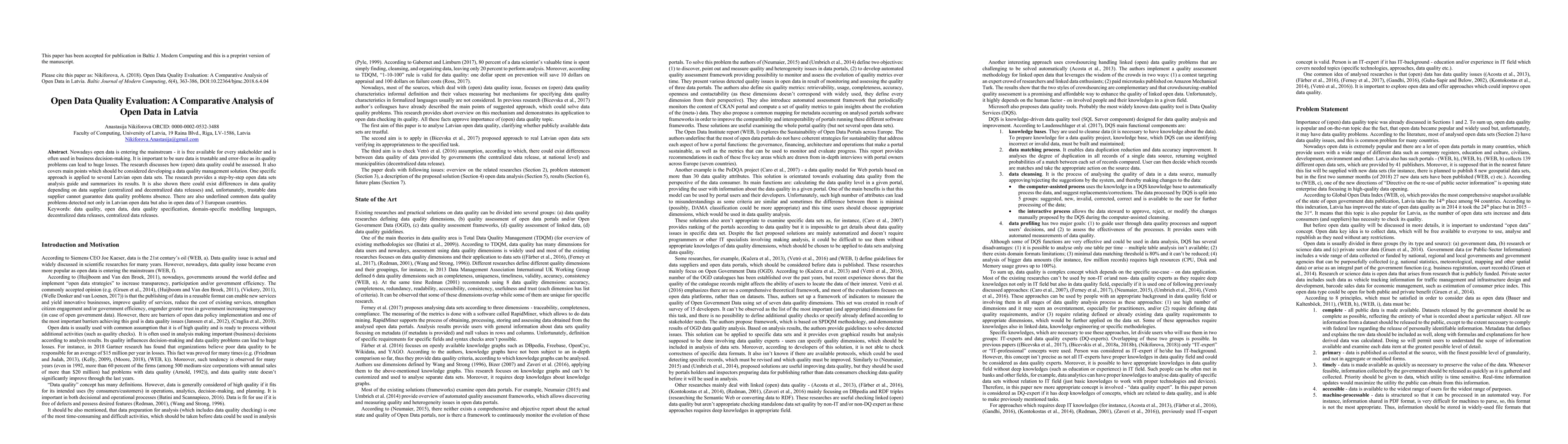 Thumbnail for Open Data Quality Evaluation: A Comparative Analysis of Open Data in
  Latvia