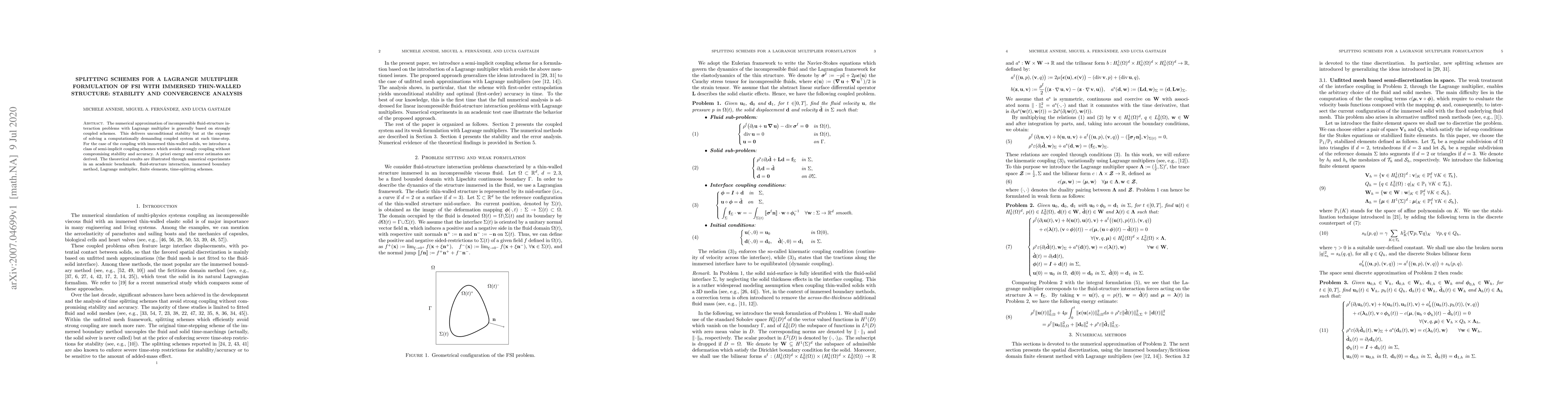 Thumbnail for Splitting schemes for a Lagrange multiplier formulation of FSI with
  immersed thin-walled structure: stability and convergence analysis