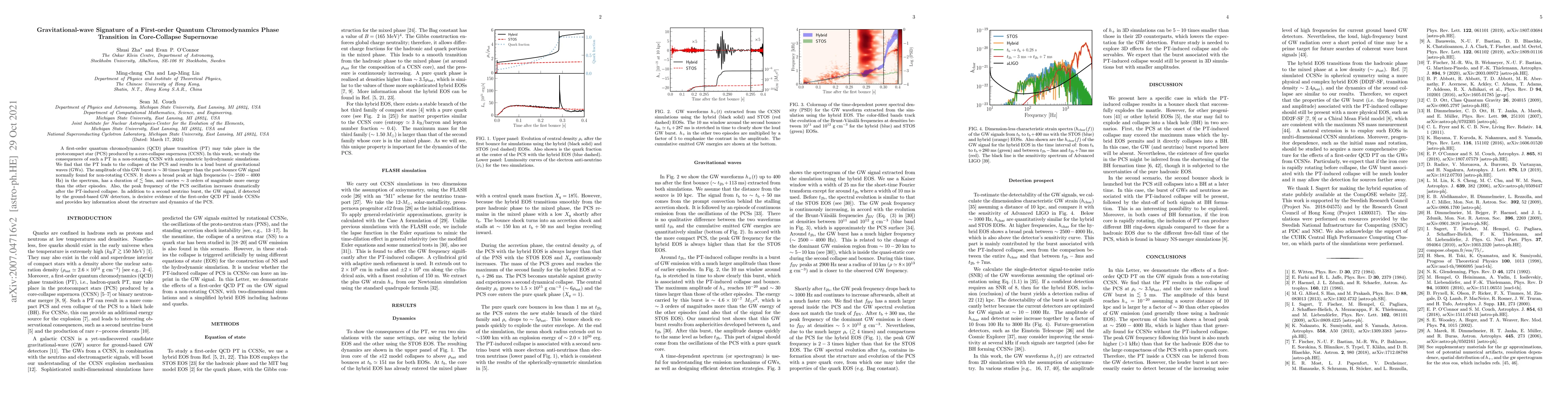 Thumbnail for Gravitational-wave Signature of a First-order Quantum Chromodynamics
  Phase Transition in Core-Collapse Supernovae