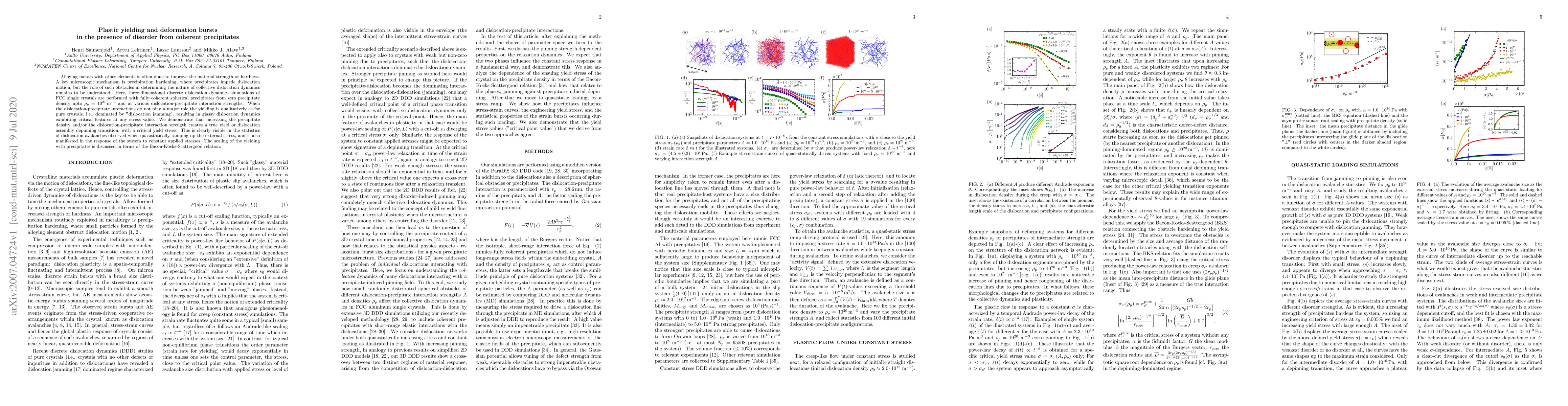 Thumbnail for Plastic yielding and deformation bursts in the presence of disorder from
  coherent precipitates