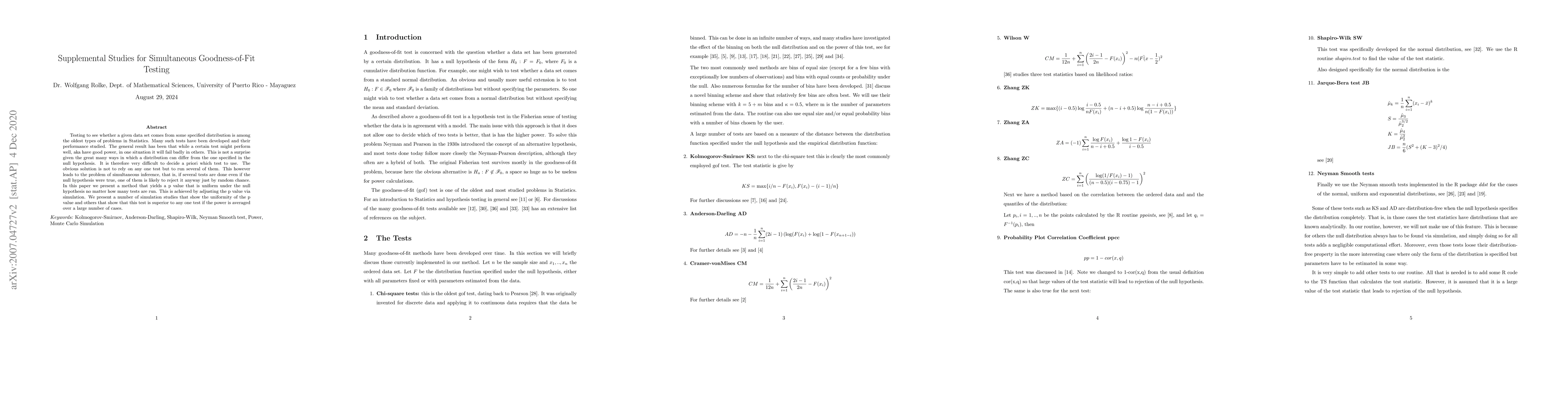 Thumbnail for Supplemental Studies for Simultaneous Goodness-of-Fit Testing