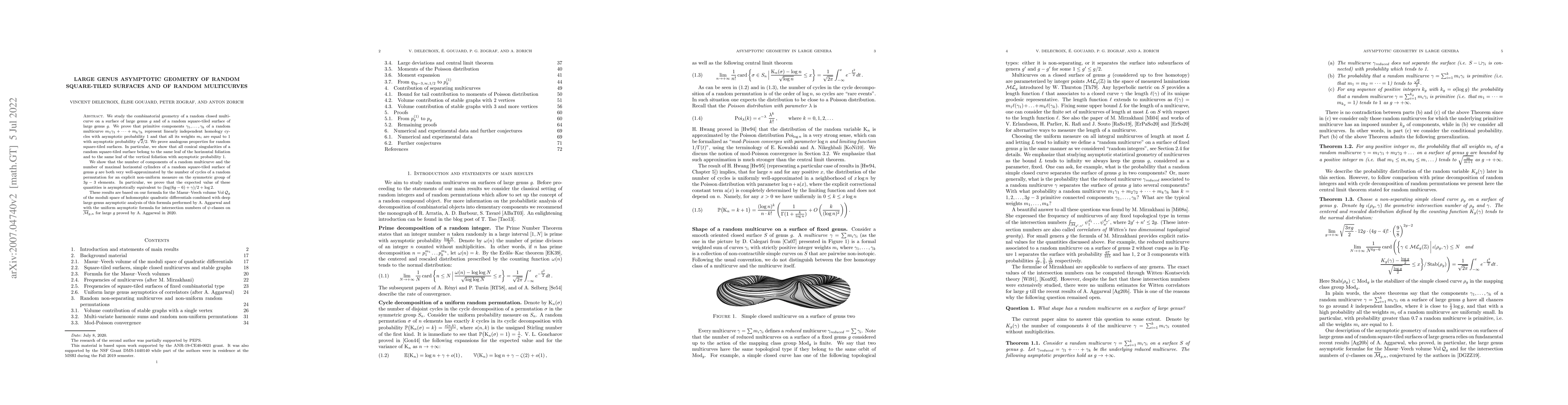 Thumbnail for Large genus asymptotic geometry of random square-tiled surfaces and of
  random multicurves