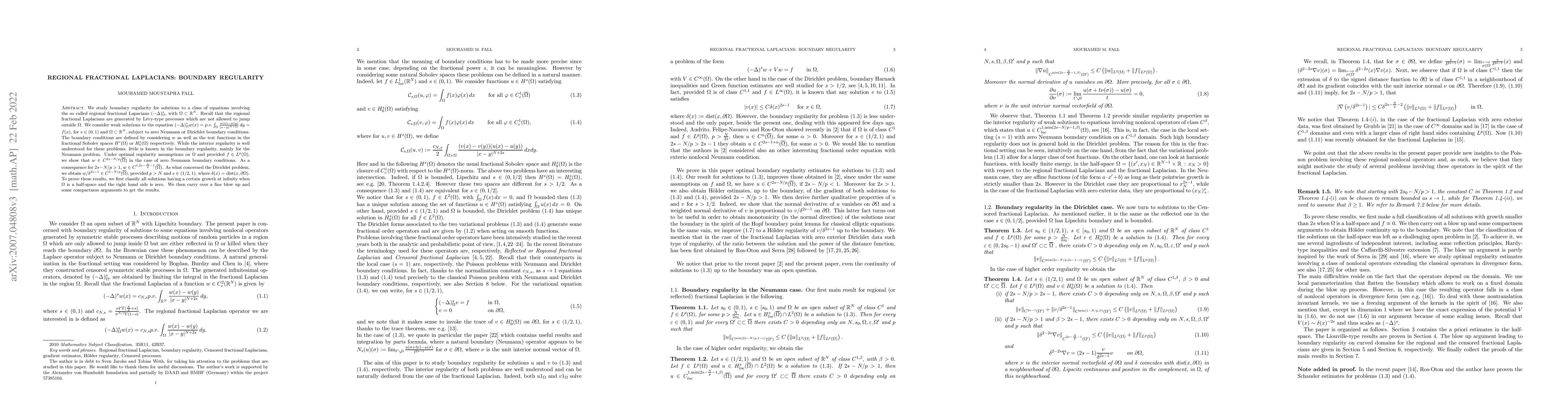 Thumbnail for Regional fractional Laplacians: Boundary regularity