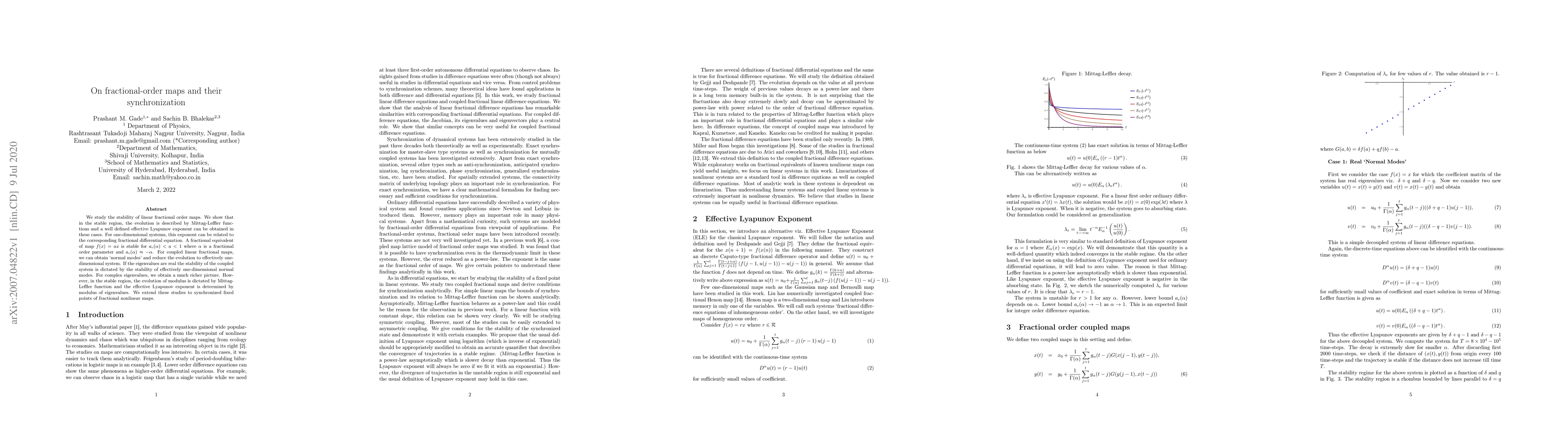 Thumbnail for On fractional-order maps and their synchronization