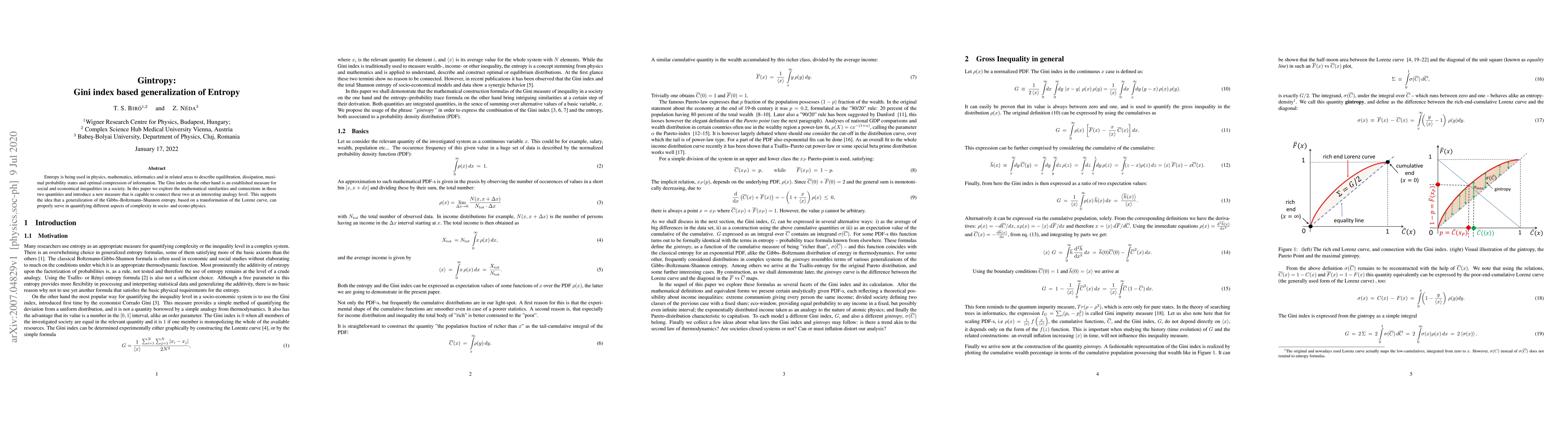 Thumbnail for Gintropy: Gini index based generalization of Entropy