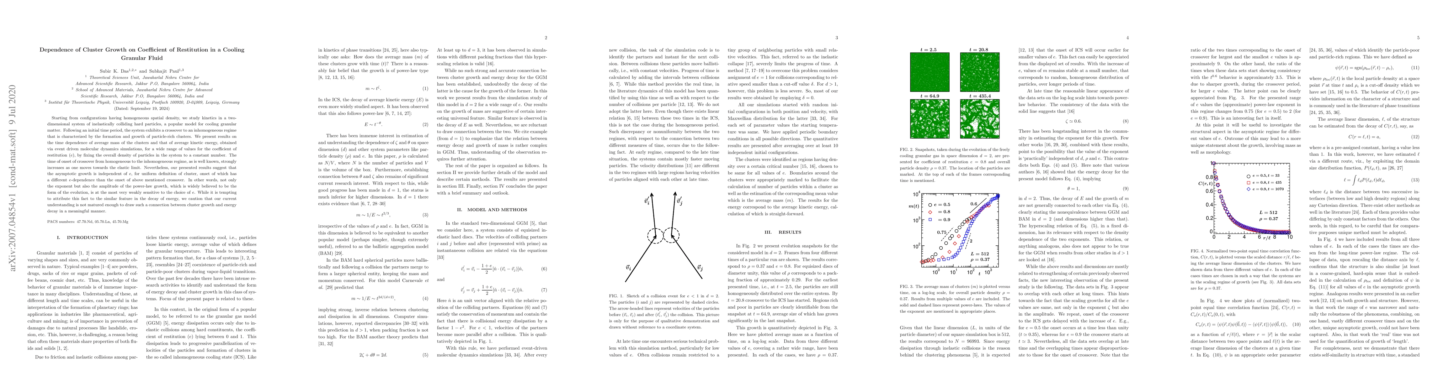 Thumbnail for Dependence of Cluster Growth on Coefficient of Restitution in a Cooling
  Granular Fluid