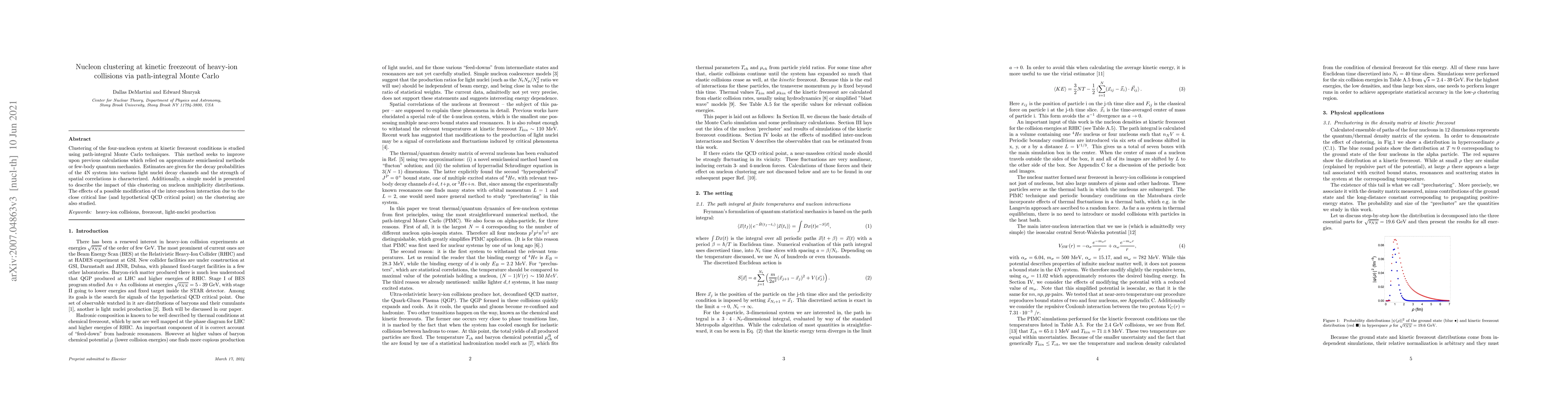 Thumbnail for Nucleon clustering at kinetic freezeout of heavy-ion collisions via
  path-integral Monte Carlo