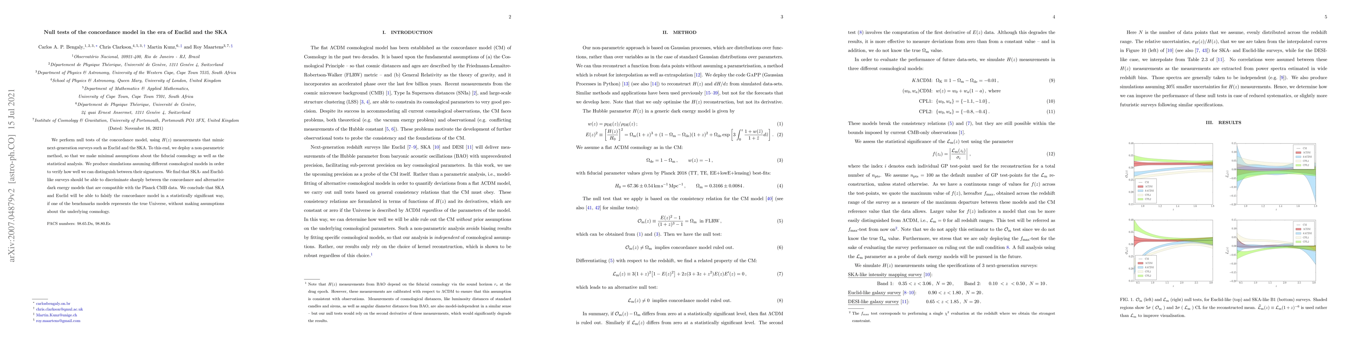 Thumbnail for Null tests of the concordance model in the era of Euclid and the SKA