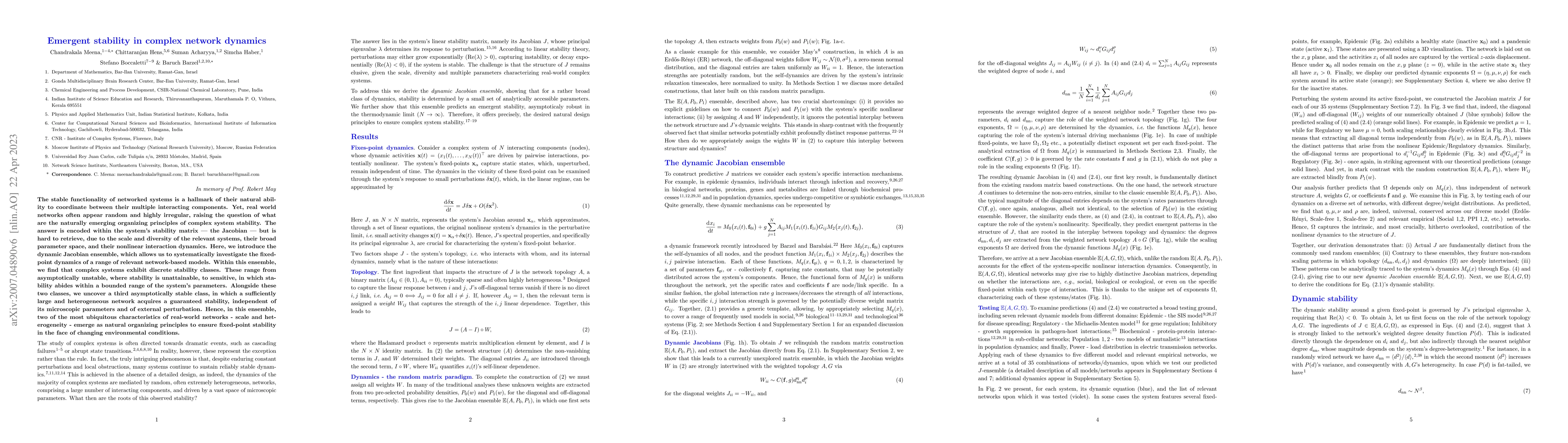 Thumbnail for Emergent stability in complex network dynamics