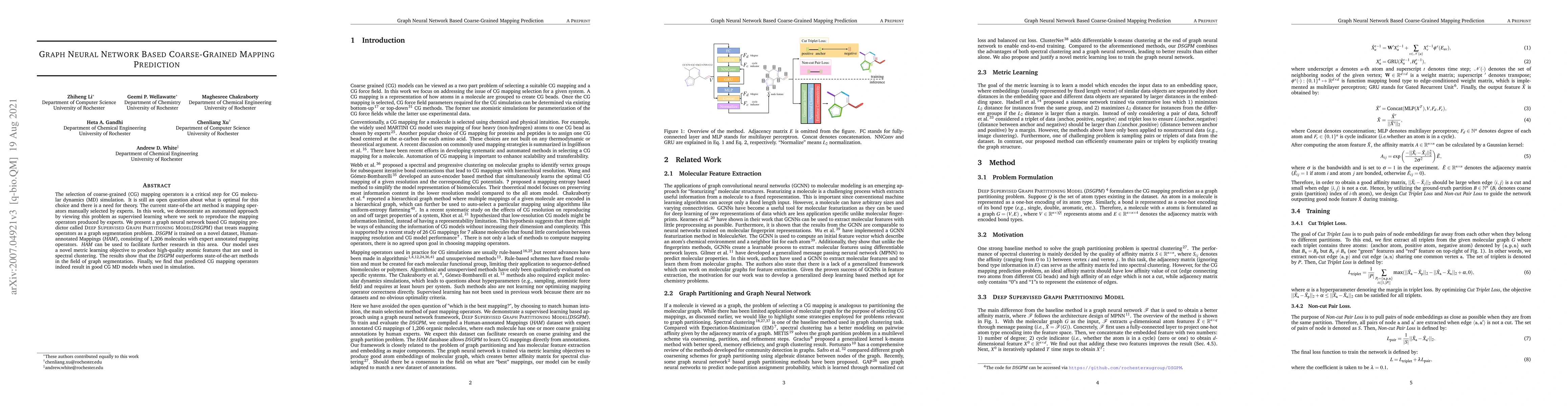 Thumbnail for Graph Neural Network Based Coarse-Grained Mapping Prediction