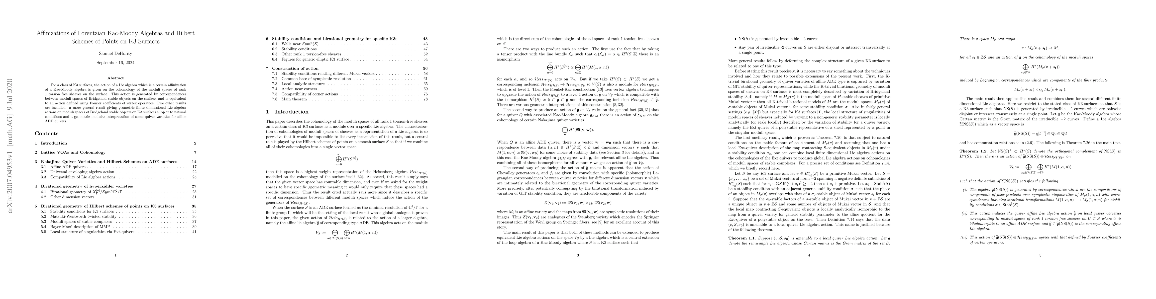 Thumbnail for Affinizations of Lorentzian Kac-Moody Algebras and Hilbert Schemes of
  Points on K3 Surfaces