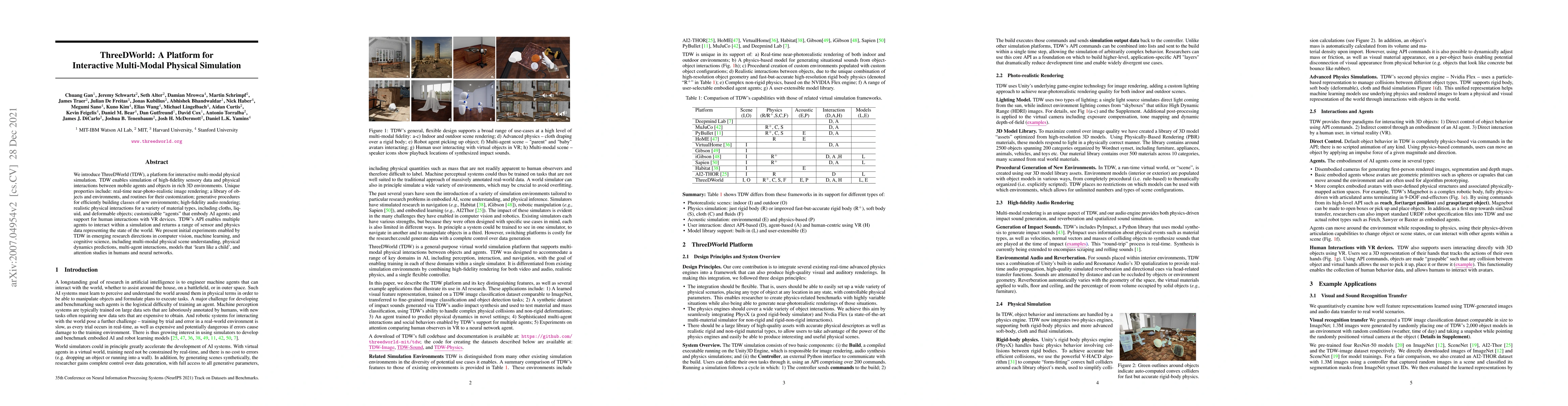 Thumbnail for ThreeDWorld: A Platform for Interactive Multi-Modal Physical Simulation