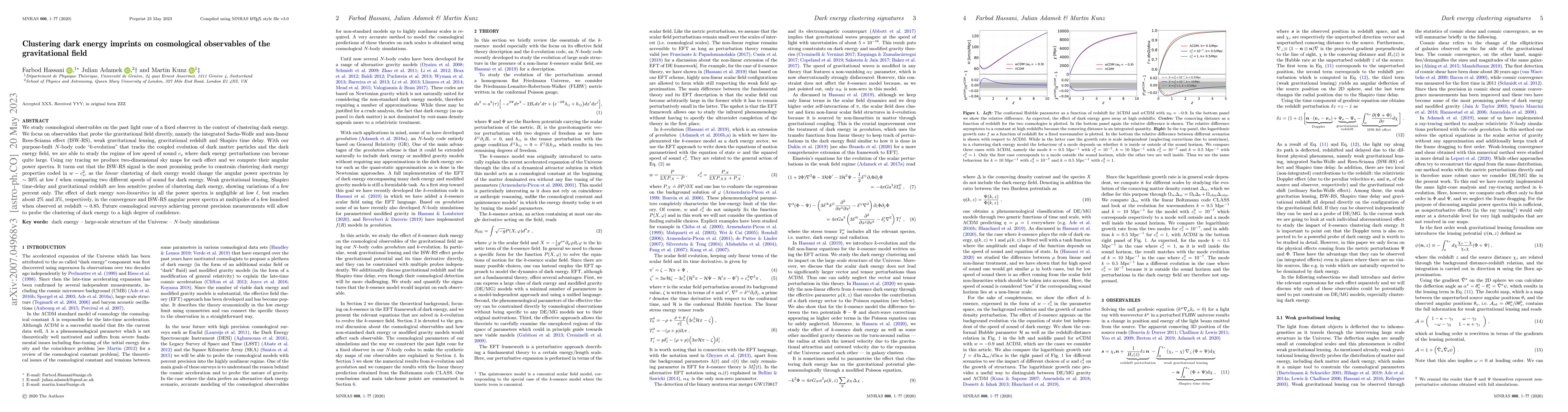Thumbnail for Clustering dark energy imprints on cosmological observables of the
  gravitational field