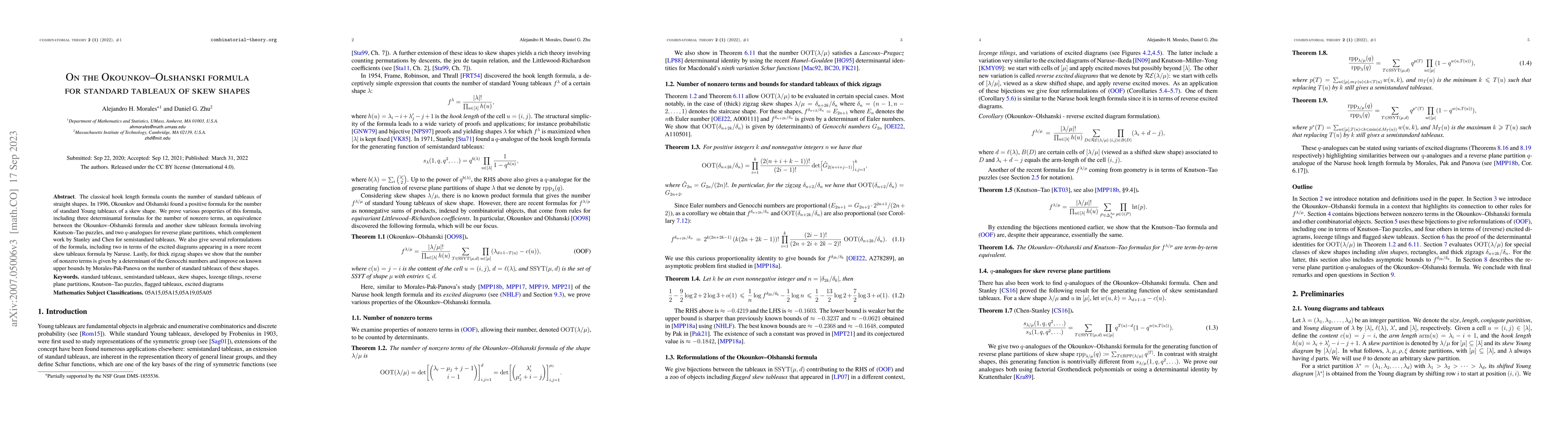 Thumbnail for On the Okounkov-Olshanski formula for standard tableaux of skew shapes