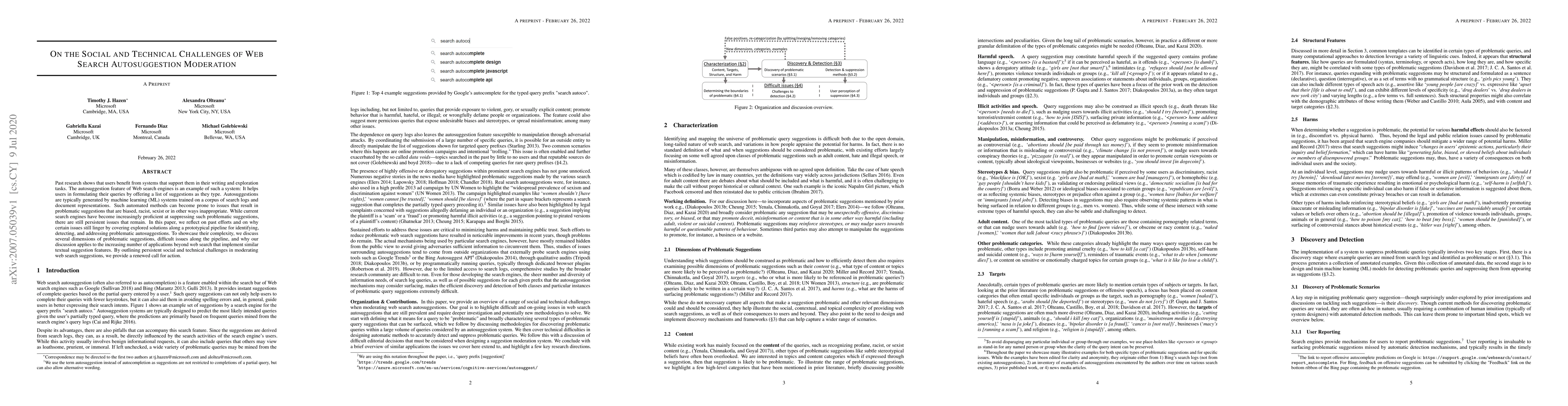 Thumbnail for On the Social and Technical Challenges of Web Search Autosuggestion
  Moderation