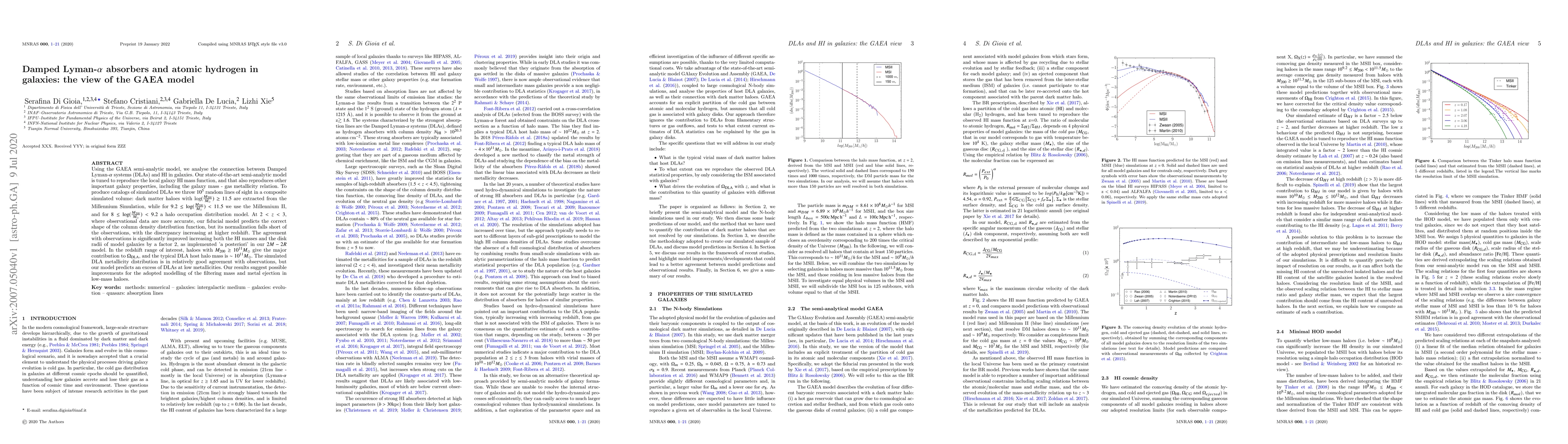 Thumbnail for Damped Lyman-$\alpha$ absorbers and atomic hydrogen in galaxies: the
  view of the GAEA model