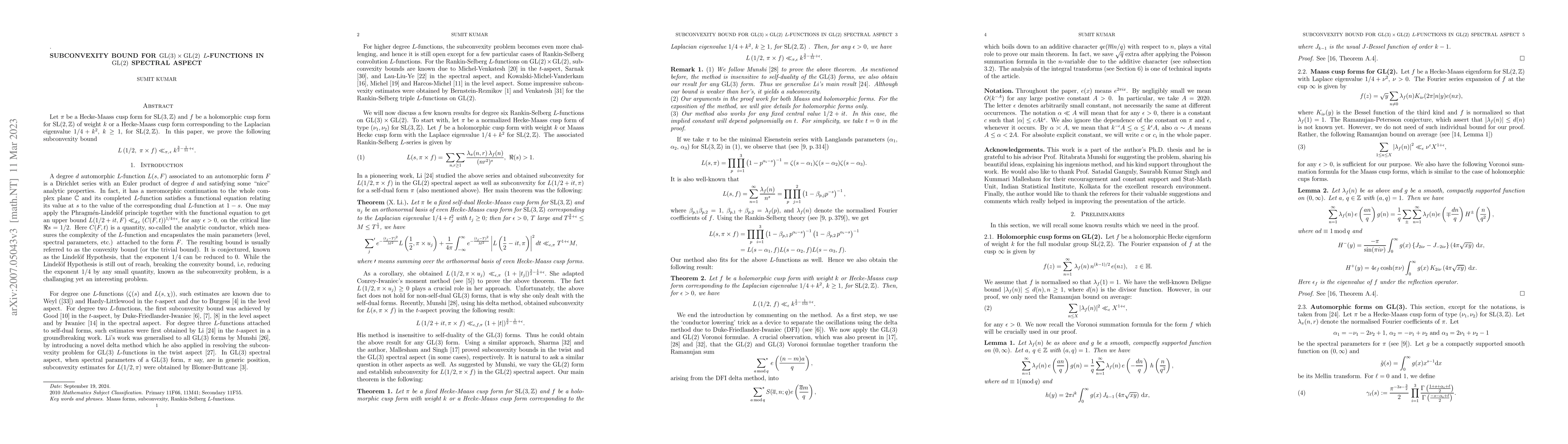 Thumbnail for Subconvexity bound for $\mathrm{GL(3)} \times \mathrm{GL(2)}$
  $L$-functions in $\mathrm{GL(2)}$ spectral aspect