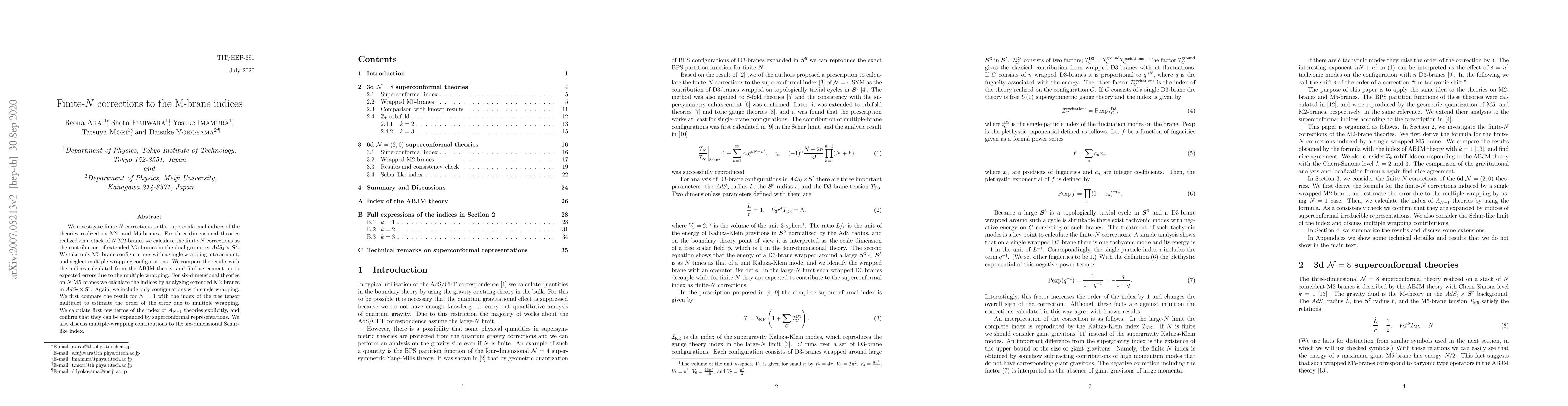 Thumbnail for Finite-$N$ corrections to the M-brane indices