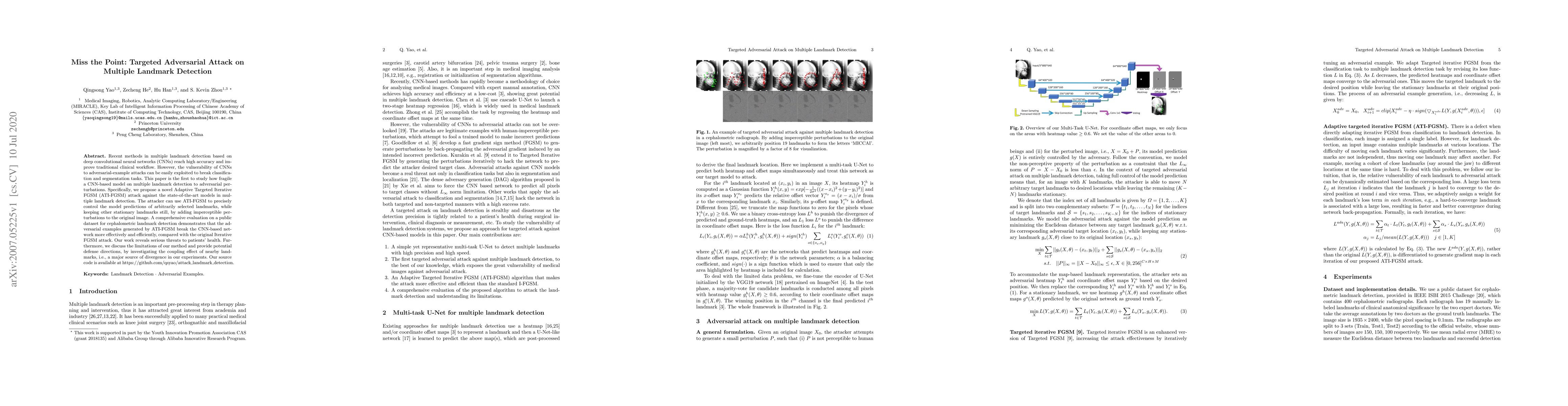 Thumbnail for Miss the Point: Targeted Adversarial Attack on Multiple Landmark
  Detection