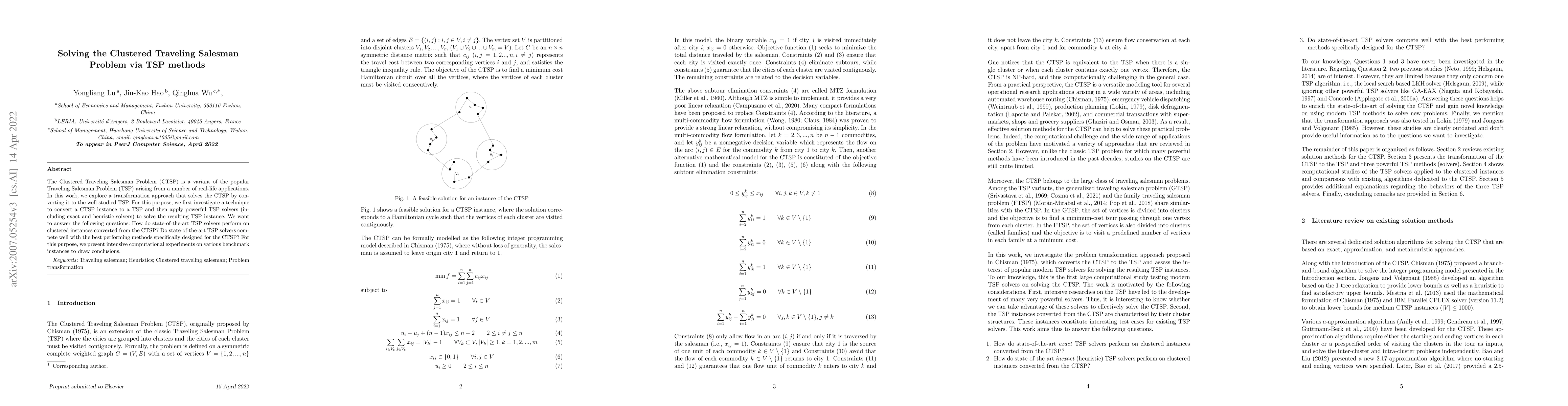 Thumbnail for Solving the Clustered Traveling Salesman Problem via TSP methods
