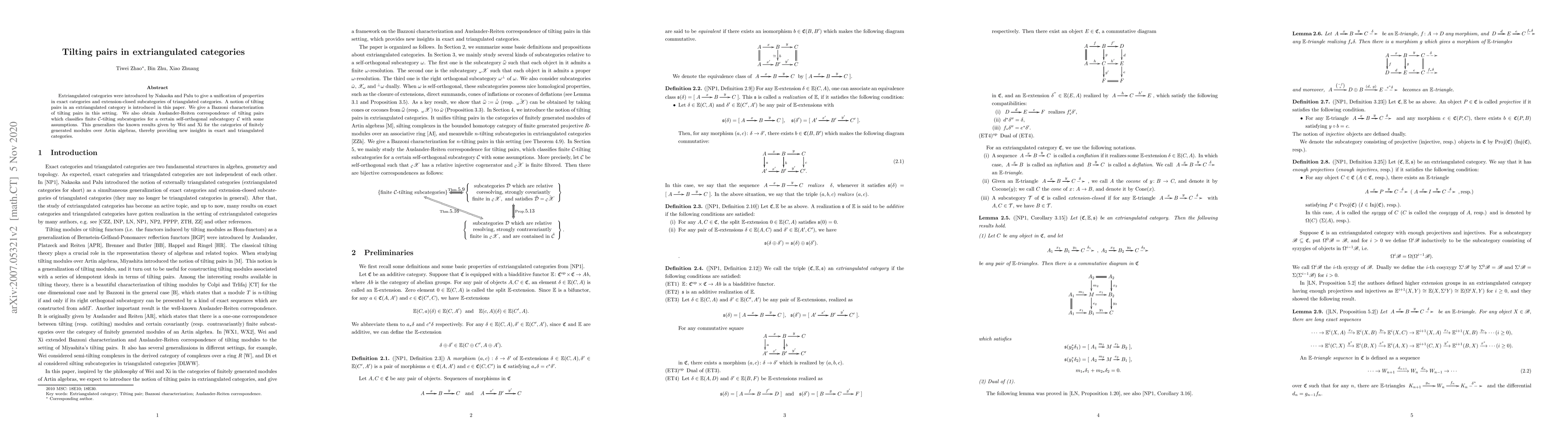 Thumbnail for Tilting pairs in extriangulated categories
