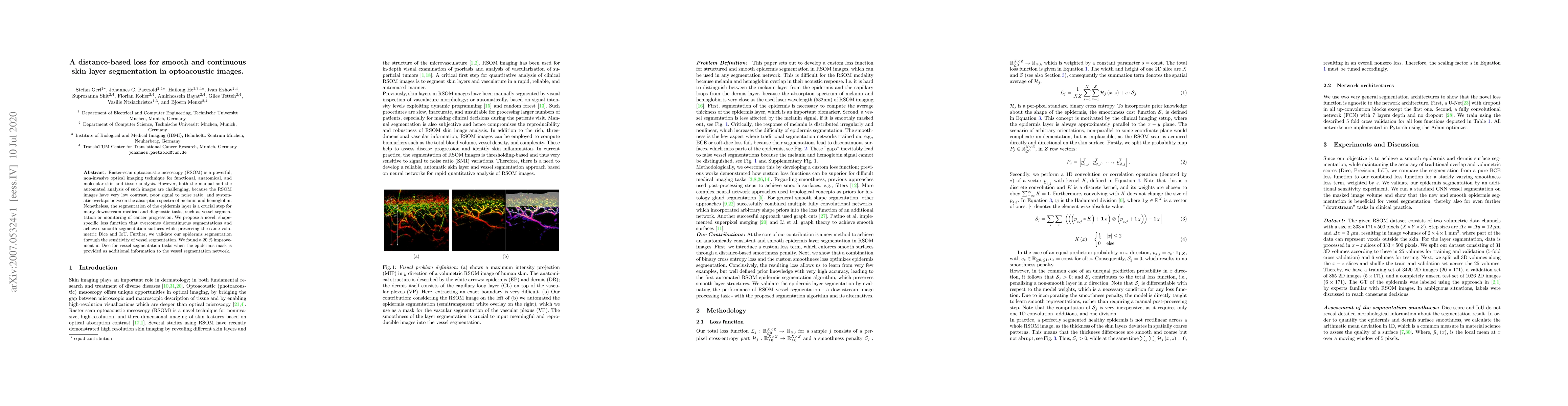 Thumbnail for A distance-based loss for smooth and continuous skin layer segmentation
  in optoacoustic images