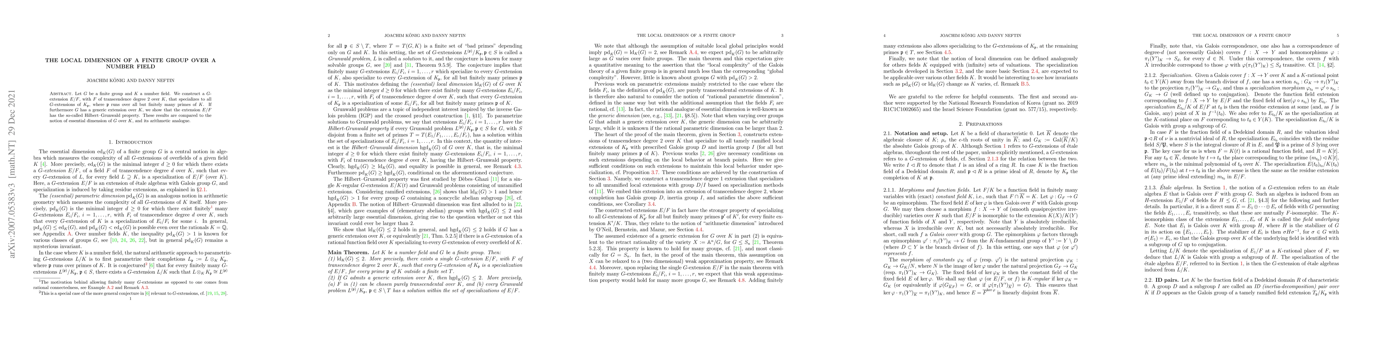 Thumbnail for The local dimension of a finite group over a number field