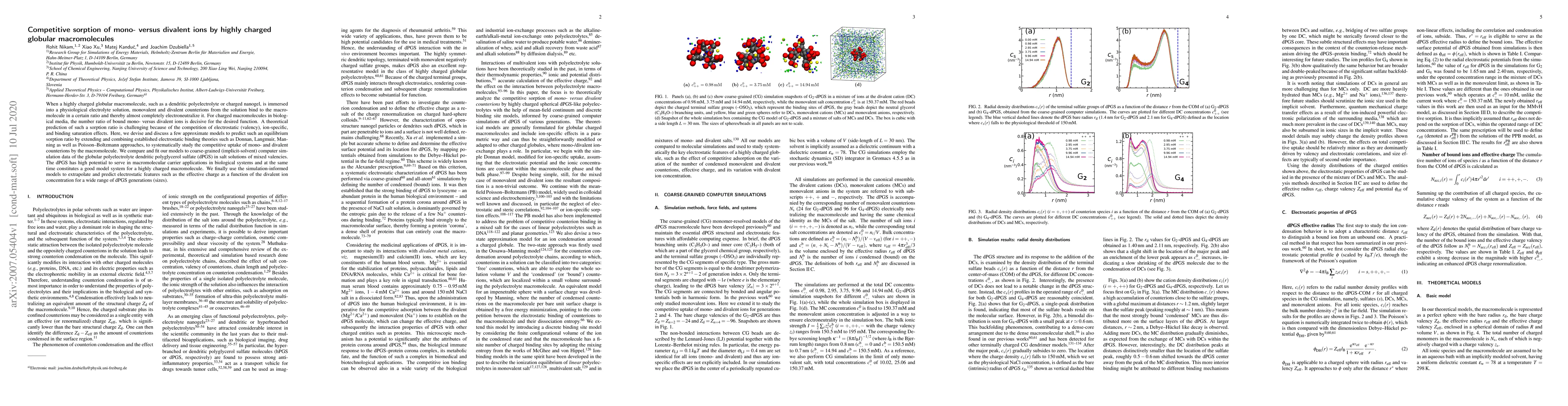Thumbnail for Competitive sorption of mono- versus di-valent ions by highly charged
  globular macromolecules