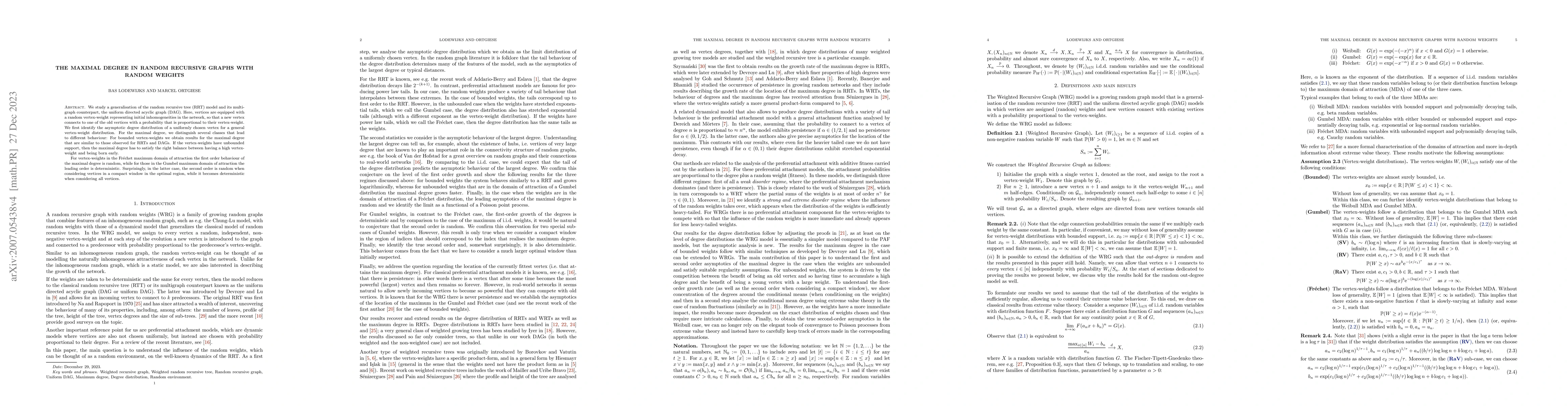 Thumbnail for The maximal degree in random recursive graphs with random weights