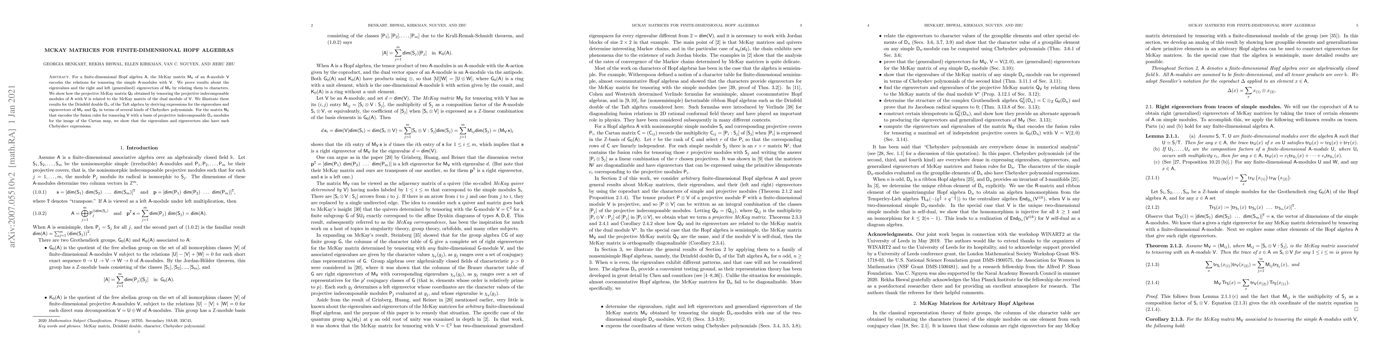 Thumbnail for McKay Matrices for Finite-dimensional Hopf Algebras