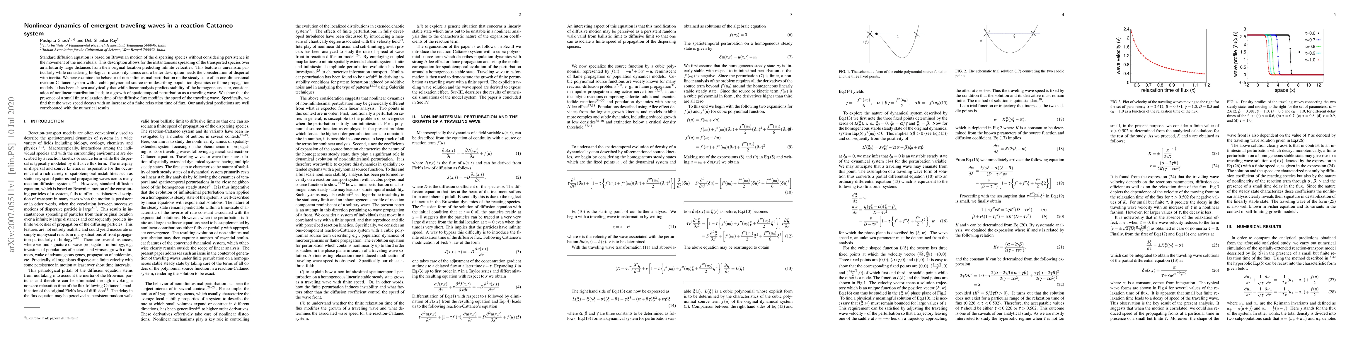 Thumbnail for Nonlinear dynamics of emergent traveling waves in a reaction-Cattaneo
  system