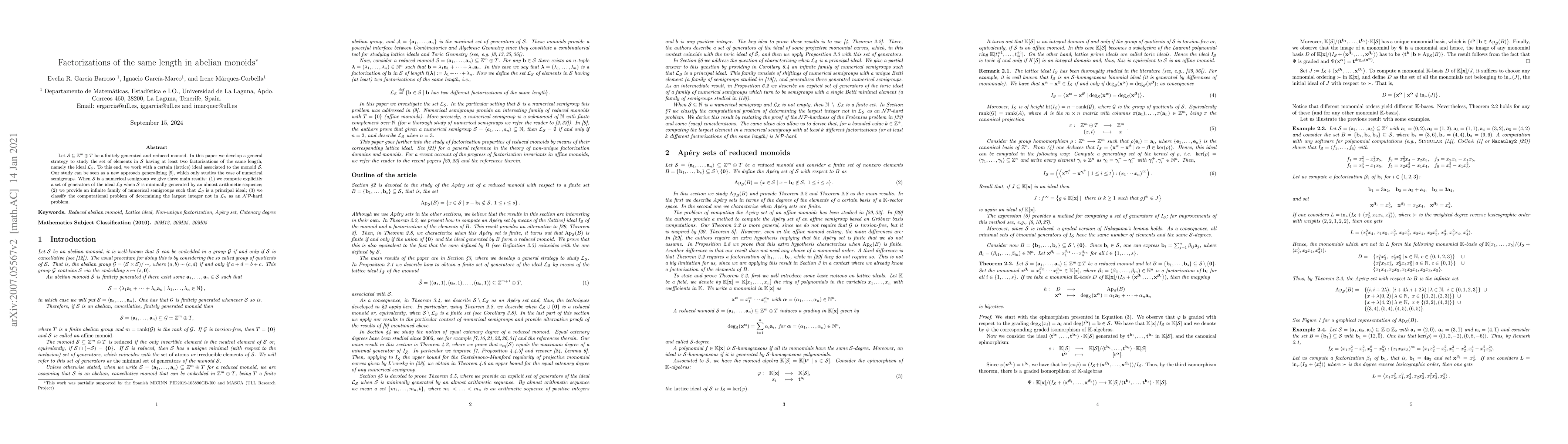 Thumbnail for Factorizations of the same length in abelian monoids