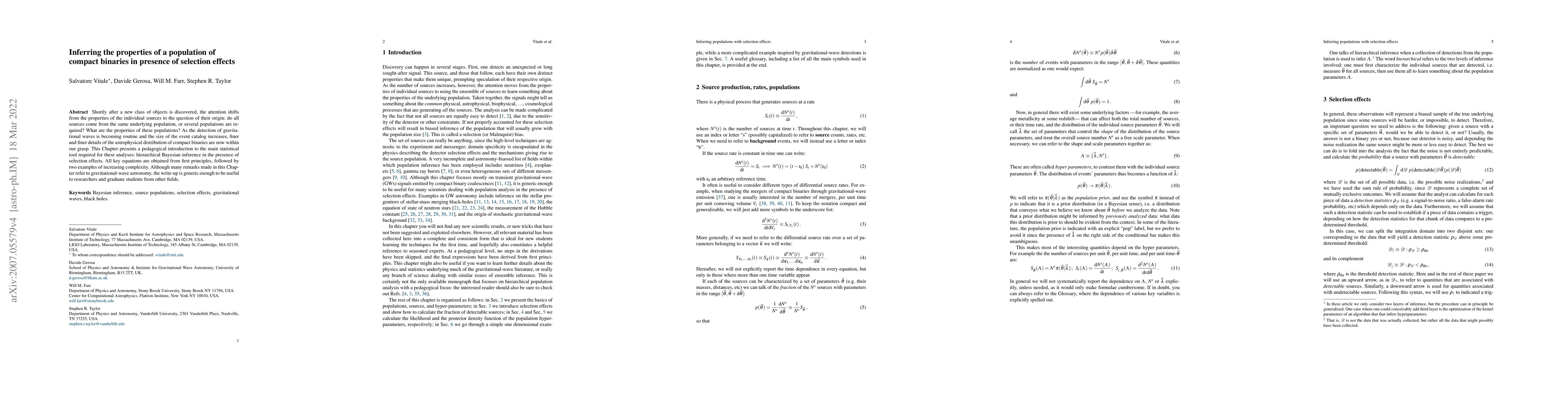 Thumbnail for Inferring the properties of a population of compact binaries in presence
  of selection effects
