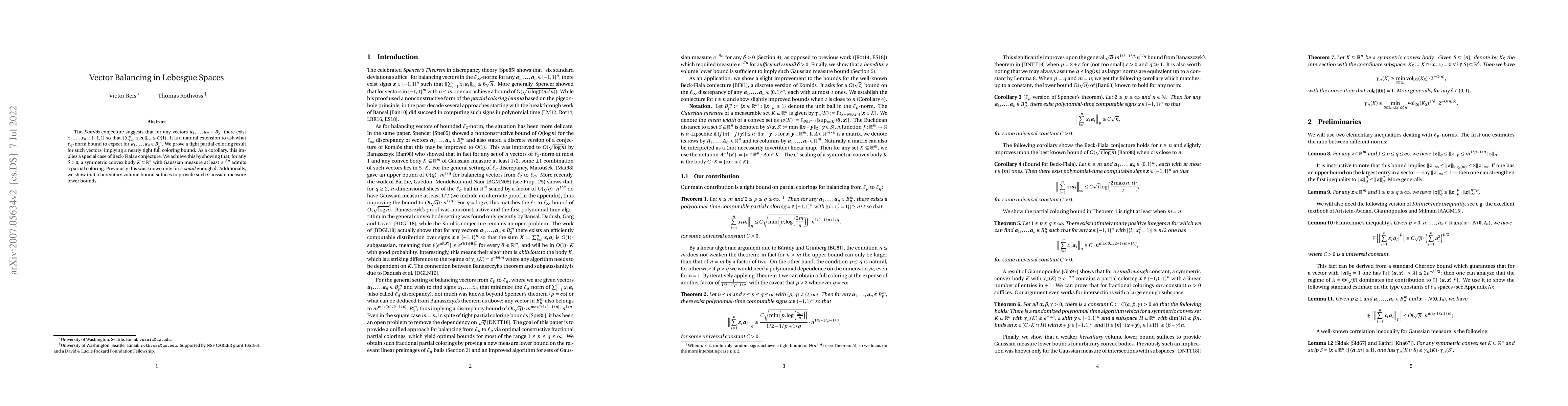 Thumbnail for Vector Balancing in Lebesgue Spaces