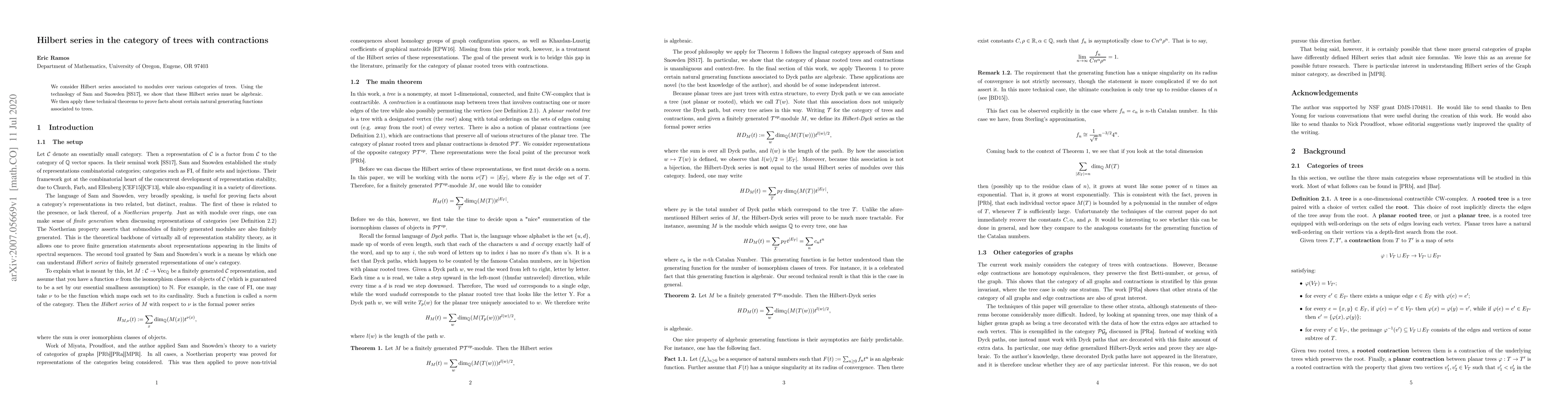 Thumbnail for Hilbert series in the category of trees with contractions