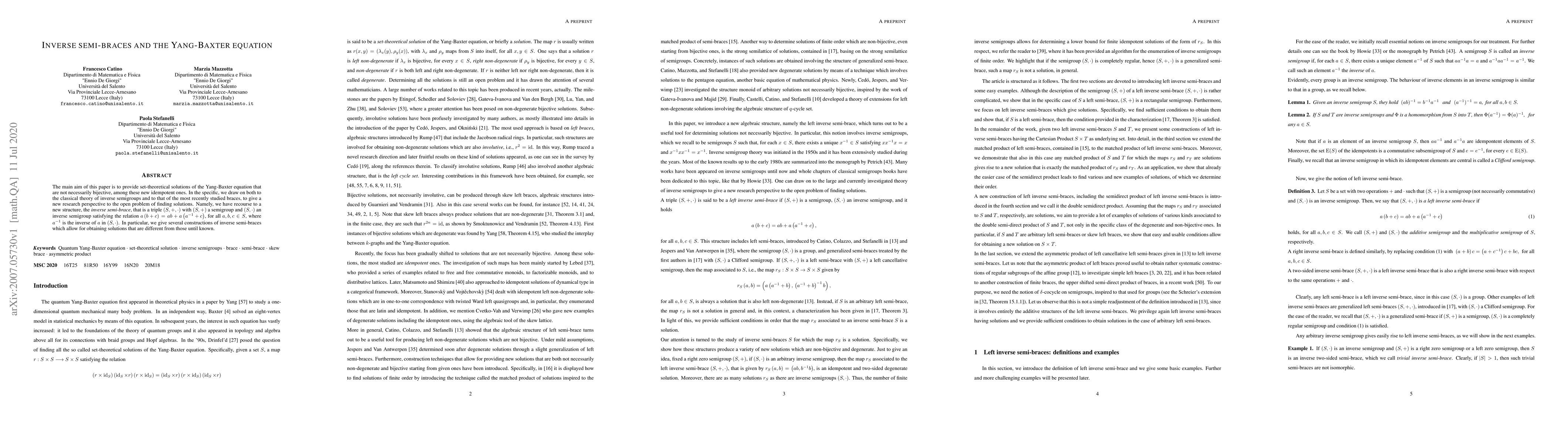Thumbnail for Inverse semi-braces and the Yang-Baxter equation
