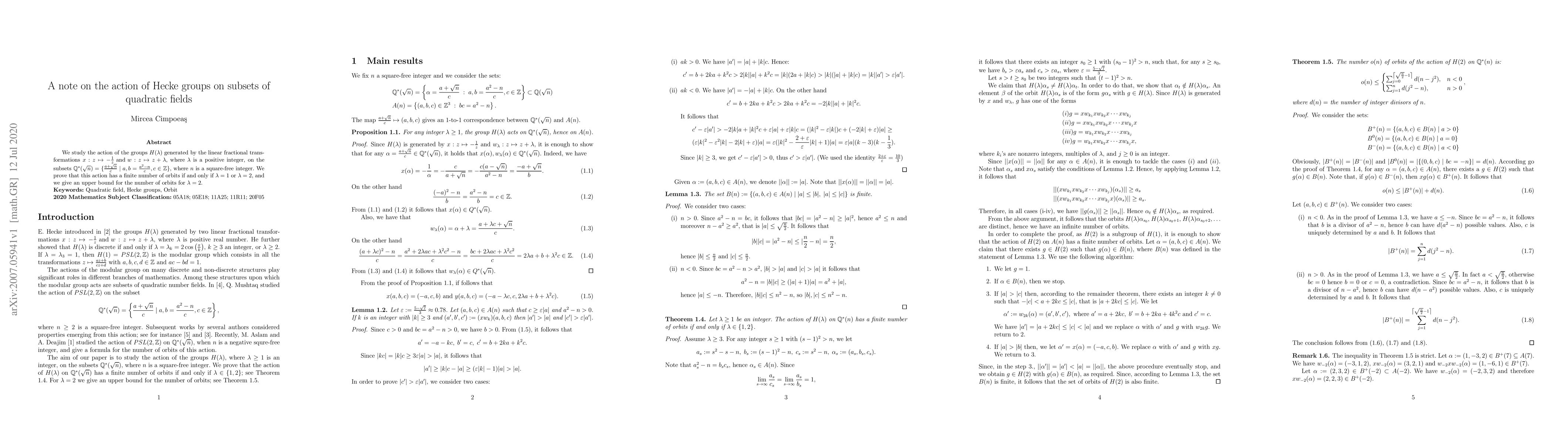 Thumbnail for A note on the action of Hecke groups on subsets of quadratic fields